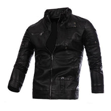 Load image into Gallery viewer, MoneRffi New Men's Leather Jackets Motorcycle PU Jacket Male Autumn Casual Leather Coats Slim Fit Mens Brand Clothing 2019 Coat