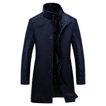 Load image into Gallery viewer, New Luxury Trench Leather Coat Mens Single breasted Business Casual Leather Jacket Male Black Long PU Coat Big Size 4XL